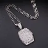 Fashion 18k guldpläterad Micro Pave Zirconia Watch Dial Pendant Halsband