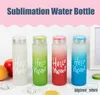 17oz sublimation frosted gradient glass water bottle color at end matte tumbler heat transfer glass cans beverage juice cups straws