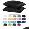 Pillow Case Bedding Supplies Textiles Home & Garden 100% Polyester Satin Simple Style Extra Smooth Simated Silk Solid Color Pillowcase Soft