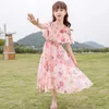 Nouvelles filles robe 2021 été motif floral plage longue robe pour fille bohême enfants robes Costume adolescent 5 6 8 9 10 12 ans Q0716