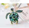 Green Rhinestone Brooches Women Men Sea Turtle Animal Party Causal Brooch Pins Gifts