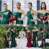 2021 Arabische elegante Brautjungfernkleider in A-Linie, vier Stile, schulterfrei, bodenlang, mit Schlitz, sexy Trauzeugin-Kleid, formelles Kleid
