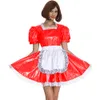 16 colori Sweet Lolita Mini abito a-line da donna elegante pizzo cameriera uniforme cosplay abito a pieghe manica corta in PVC lucido