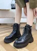 Lace-up Platform Winter Ladies Fashion Ankle Boots 2021 Casual Warm Thick Heel Non-slip Shoes 559