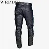 Pantaloni da uomo WEPBEL Uomo Dritto in pelle PU Biker Moto Pantaloni lunghi stile strada allentati Steampunk Rock Roll2802