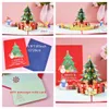 Boże Narodzenie Pop Up Cards Xmas Powitanie Prezent Z Koperty Naklejki Bulk Karton Cardstock Papier Kryty Dekoracje Ozdoby Vintage Santa Dzieci Kobiety Mężczyzna Mom 5 PC