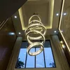 Lampadario moderno di lusso che illumina grandi apparecchi per la decorazione della casa della lampada di cristallo a LED con luce per scale