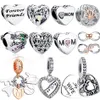 ELESHE Forever Friend Mom Sister Family Dangle Charms 925 Sterling Silver Heart Beads Fit Original Charm Bracelet DIY Jewelry Q0531