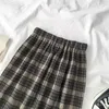 Woolen Winter Plus Size 3XL Plised Plaid Spódnica Warm Vintage Długie Spódnice Ladies Office Harajuku Midi Spódnice Streetwear 210730