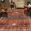 Alfombra de Turquía Geométrica Retro Nacional Viento Rayado Naranja Alfombra Sala de estar Dormitorio Cama Manta Baño Cocina Piso Mat 210301