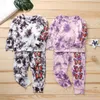 bambini che coprono gli insiemi ragazze Tie dye abiti bambini Butterfly Top + pantaloni 2 pezzi / set Primavera Autunno moda Boutique vestiti per bambini