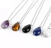 2021 verkoop vrouwen water drop natuurlijke kristallen edelsteen koperen platina kleur ketting mode dame hanger ketting sieraden fabriek