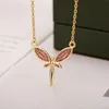 Hanger kettingen paars zirkoon Dragonfly ketting voor vrouwen roestvrij staal goud zilver kleur CZ 2021 Koreaanse mode esthetische sieraden