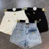 DEAT Women Denim Shorts High Waist Fashion Spring Summer Ladies Solid Color Denim Shorts HR396 210709