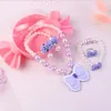 Fille Enfants Ensembles De Bijoux Bonbons Couleur Perles Arc Noeud Charmes Collier Bracelets Boucles D'oreilles Anneau Pour Les Filles Cadeau D'anniversaire De Noël Avec Boîte