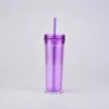 18oz Personliga DIY Acrylic Tumblers med lock och strån BPA Gratis Plast Skinny Tumbler Dubbel Väggkoppar Eco Friendly