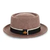 Baskenmützen, flache Oberseite, Jazz-Hut, modisch, 100 % australische Wolle, Herren-Fedora mit Pork Pie, Damen-Filz, 56–58 cm