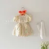 Summer Kids Girl Dress Floral Lace Puff Sleeves with Sashes Princess Dresses Cute Style Outfits Children Clothes E0504 210610