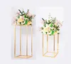 Gold decoration 4pcs/set Iron geometric placed props road lead T station supplies rectangle wedding plinth 210310