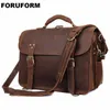 Crazy Horse Genuine Leather Men Bag Laptop Messenger Bags Shoulder Crossbody Briefcases Handbags LI-19611