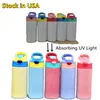 USA Aktien! UV-Farbwechsel-Tumbler 12Oz-Sublimation Gerade Sippy-Tasse Kinder-Wasser-Flaschen mit Flip-Top-Deckel Edelstahl Nursing-Flasche DIY-Leerzeichen Studentenbecher