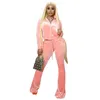 Designers Women Clothes fashion cashmere suit solid color exposed navel long sleeve flared pants sports two-piece set