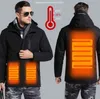 Parka riscaldato elettrico da uomo frangivento più velluto spesso caldo cappotti di pelliccia antivento USB elettrico maschio militare giacche a vento con cappuccio 216655783