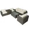 U_style Terrasse Möbel Sets 7-teile Terrasse Wicker Sofa Kissen Stühle LoveTeat Tisch und ein Aufbewahrungsbox US Stock3025
