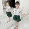 女の子の夏の服tシャツ+衣料品セットカジュアルスタイルの子供たちのトラックスーツ210528