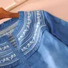 VANOVICH bestickte Sommer-Jeansblusen und Tops mit ausgestellten Ärmeln für Damen, wilde Mode, Freizeitkleidung 210615