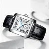 Montre-bracelet pour amoureux de la mode pour femmes hommes carrés montres de luxe pour dames montre décontractée célèbre marque en cuir noir cadran romain relogio br257S