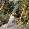 TUNAFIRE 958 Folding Kniv D2 Steel Outdoor EDC Jakt Taktiska Verktyg High-end linne Grönt handtag bär en kniv med ficka kniv