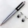 Högkvalitativ manschettsmycken Fashion Present Pen Pen Promotion Ballpoint Pennor med ett par Crystal Men Frensh Cufflink2268858