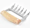 Kitchen Tools Stainless Steel Claw Wooden Handle Meat Divided Tearing Flesh Multifunction Meats Shred Pork Clamp BBQ Tool SN2742