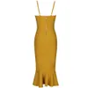 Ocstrade Mermaid Bandage Vestido Midi Sexy Arrival Ginger Yellow Rayon Women Sleeveless Bodycon Party Dresses 210527