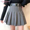 Aelegantmis Sweet Lolita Gonna a pieghe a vita alta Cintura donna Ragazze Harajuku Mini s Lady Short School Corea Streetwear 210607