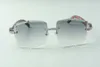 2021 Occhiali da sole con diamanti medi dei designer di stile più recenti 3524022, occhiali con aste in legno di pavone naturale con lenti da taglio, dimensioni: 58-18-135 mm