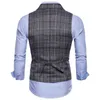 Mens Vest Casual Business Men Passar Vests Manlig gitter Midja Fashion Mens ärmlös kostym Vest Smart Casual Top Grey Blue 211120