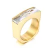 Rostfritt stål Guld Ringar Män och Kvinnor Rektangulära Sex färger Glasring EU 6 till 10