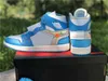 2022 Hottest Off Authentic 1 High UNC Athletic Shoes Men Women White Powder University Blue Dark Cone Black Red Chicago With Box Sneakers