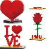 Micro Balody Lover Series Block Set Red Heart Rose Love Word Modell Building Brick Toy för par Valentine Day Gift Q0624