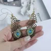 Mode Böhmen Ethnische Blau Strass Pfau Augentropfen Ohrringe für Frauen Vintage Baumeln Ohrringe Schmuck Zubehör