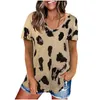 T-shirts pour femmes T-shirt femme T-shirts Tops Summer Leopard Print Raglan Sleeve Basic plus taille O-Neck Black Tees Girls