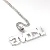 Custom Name Baguette Letters Pendant Rope Chain Men Gold Color Plated Hip Hop Rock Necklaces Jewelry