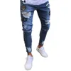 Mode Casual Jeans pour hommes Insignia Hole Denim Pantalon Skinny Slim Plus Taille Ripped Pantalon en détresse X0621