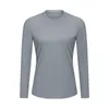 Lu Lu Top Gym Clothes Yoga For Women Slim Fit Sports långärmad t-shirt Snabbtorkning Fitness Running Casual Workout Shirt