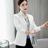 ファッションコートとジャケットの女性韓国のカジュアルな白い黒いジャケット長袖の秋の勝者のオフィスの女性の服5029 210527