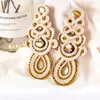 Soutache Exquis Boucles d'oreilles femme Mode boho bijoux Beige violet Longue grande boucle d'oreille Boucle d'oreille Strass brillant cadeau tendance