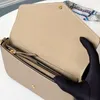Lyxdesigner kuvertväska 10A Cowhide Crossbody Bag 3 PCS/Set Pochette Felicie Coated Canvas Chain Bag med Box L010V