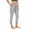 Femmes doux sentiment tissu entraînement Sport Joggers pantalon taille cordon Fitness course pantalons de survêtement avec deux poches latérales FFT Q0801